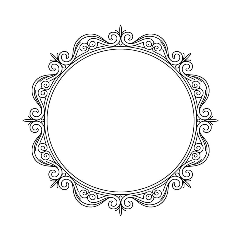 Elegant Circular Frame, Illustration, Floral Ornate Border, Minimalist vector
