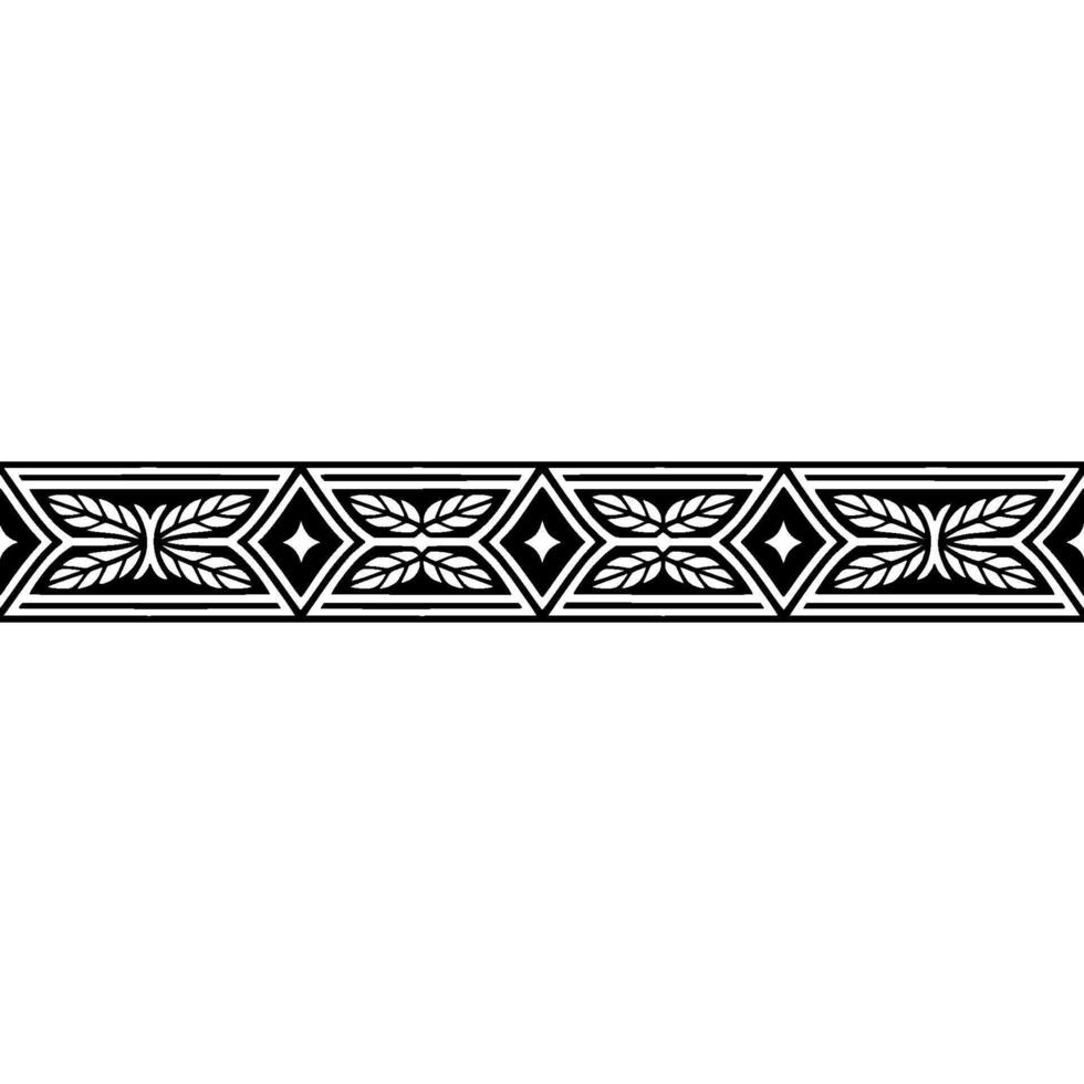 Elegant Geometric Border Pattern, Black And White, Leaf Motif vector
