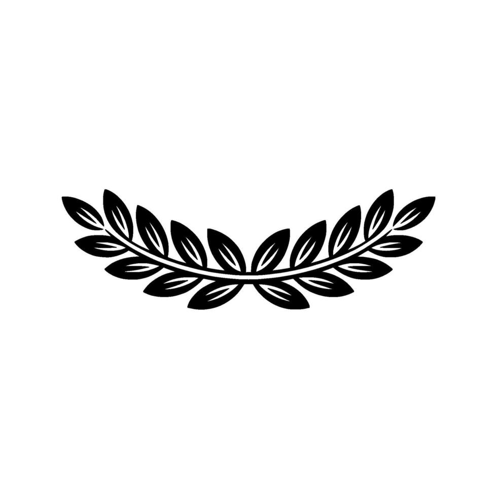 Minimalist Black Olive Branch Crest On White Background vector