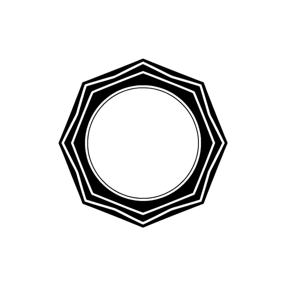 Minimalist Geometric Frame Black Octagon Circle On White vector