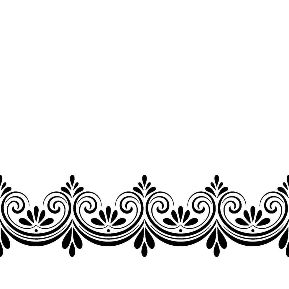 Elegant Black Scroll Border On Light Grey Background vector