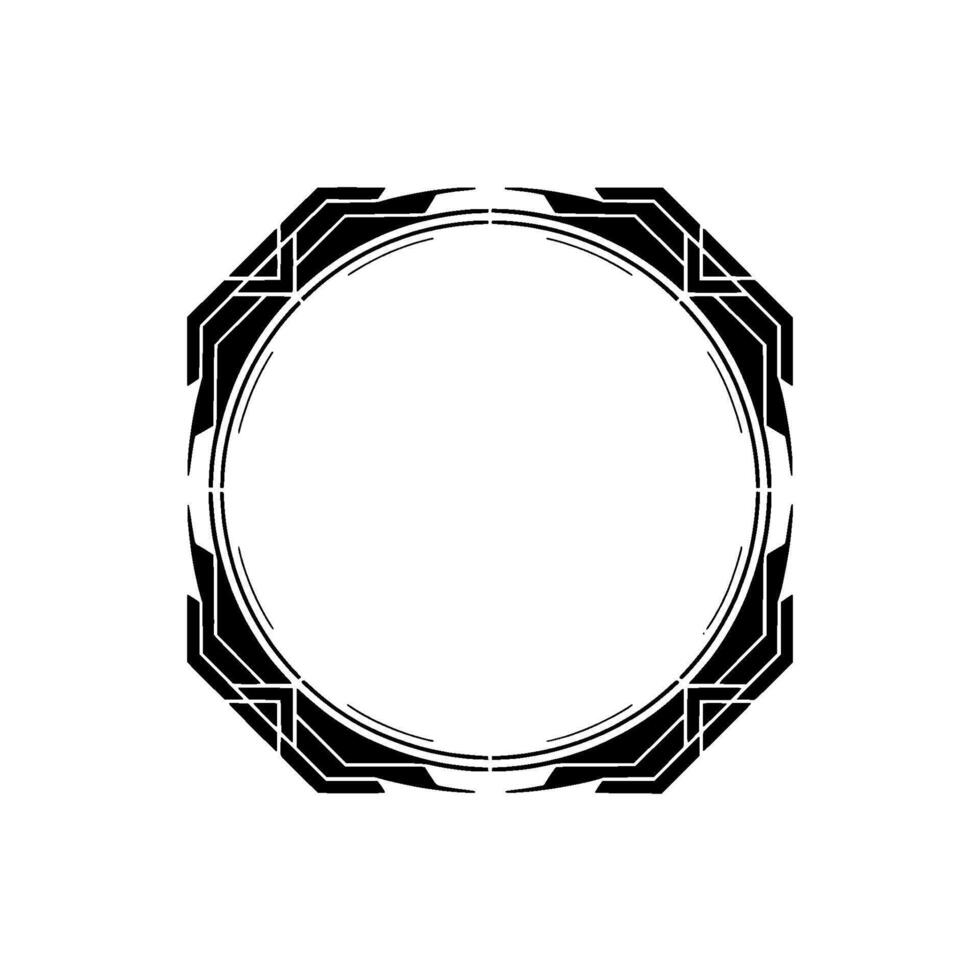 Abstract Geometric Frame With Circle, Black And White vector