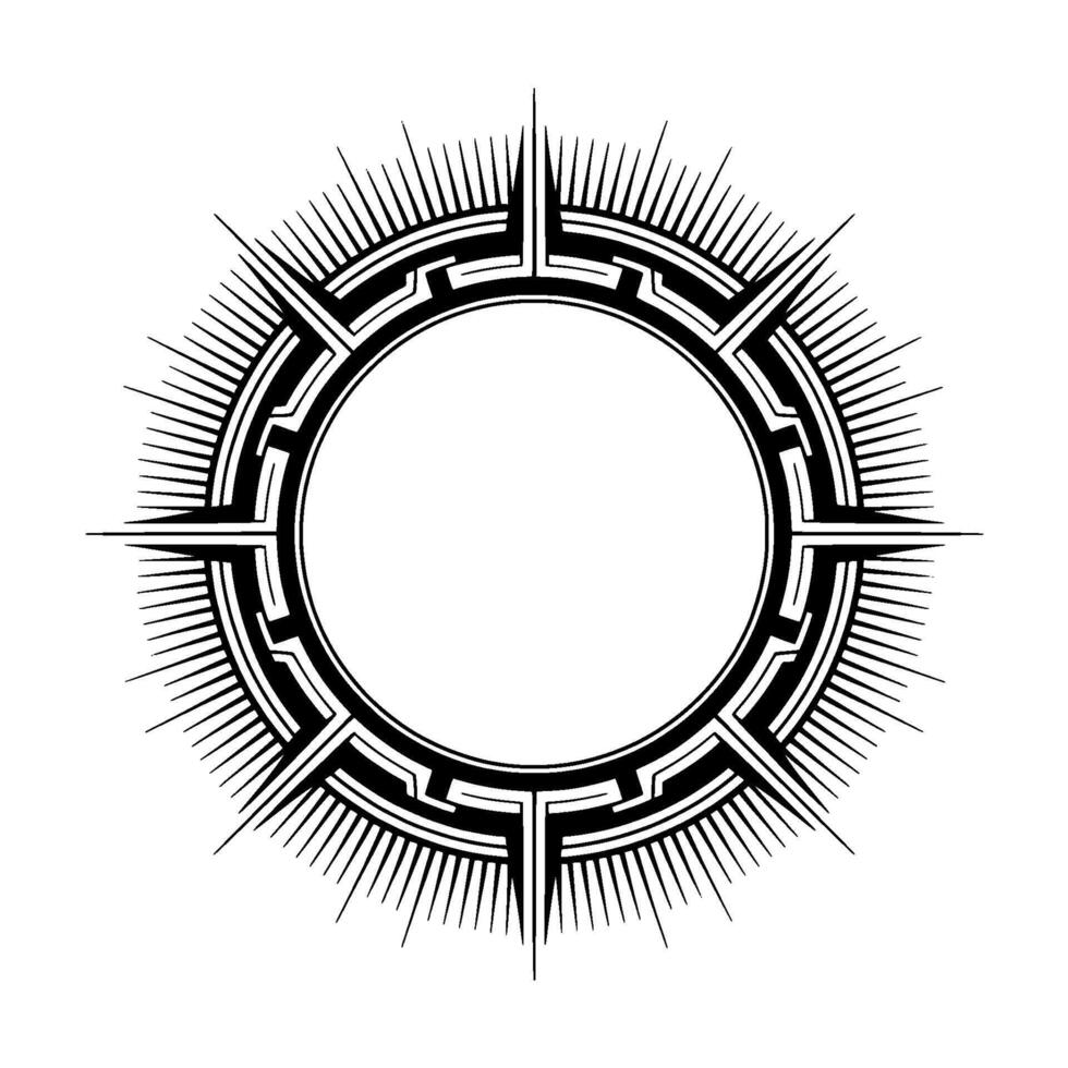Geometric Sunburst Ring Modern Black White Element vector