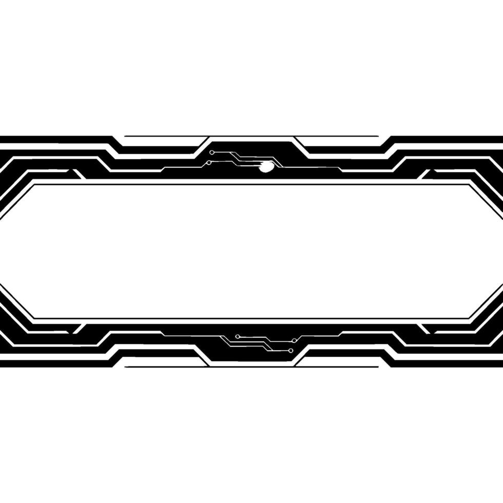 Tech Frame Modern Black White Circuit Board, Blank Space vector