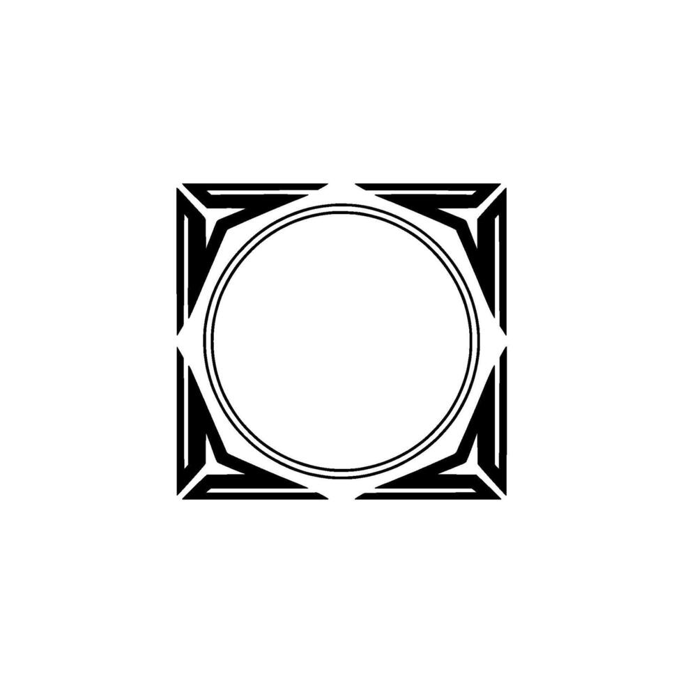 Geometric Art Deco Frame With Circular Center, Minimalist vector
