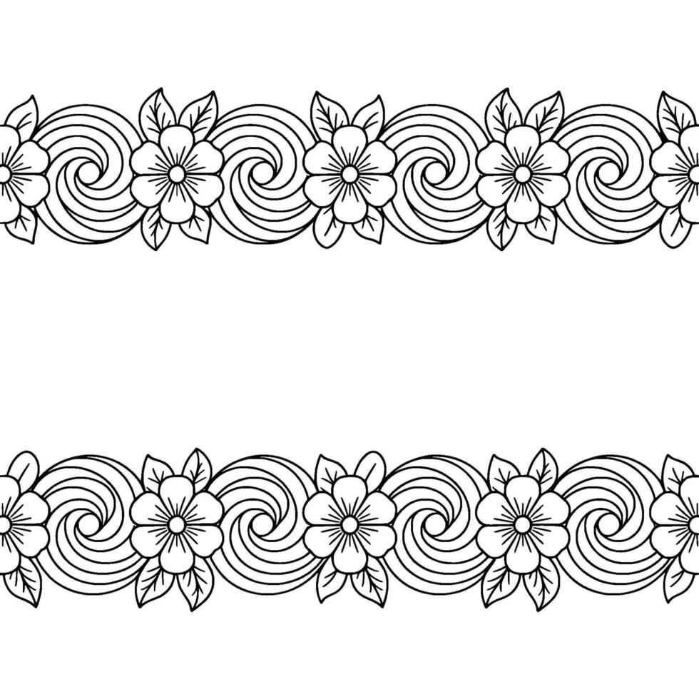 Floral Border In Black And White Ornamental Pattern vector