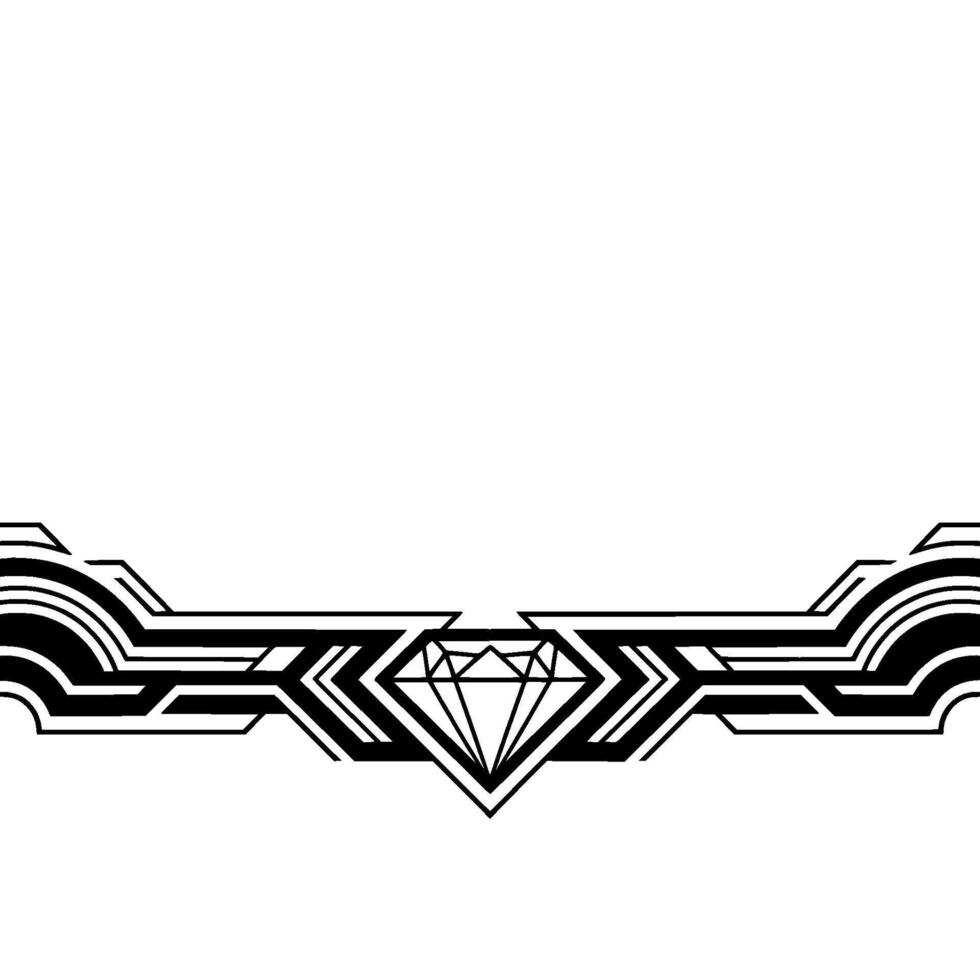 Geometric Diamond Modern Deco Border Black And White vector
