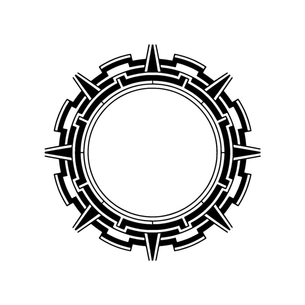 Abstract Geometric Circular Black And White Ornament vector