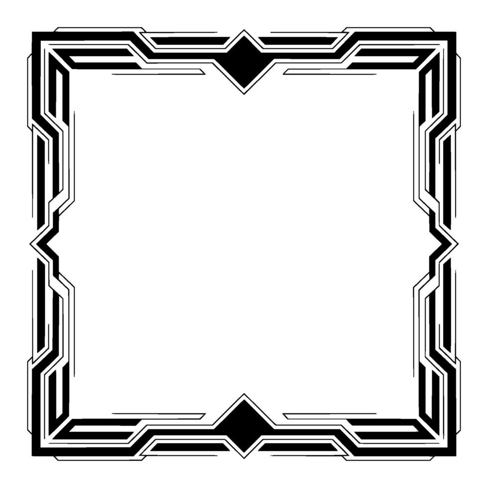 Art Deco Frame, Black And White Geometric Ornament, Blank Space vector