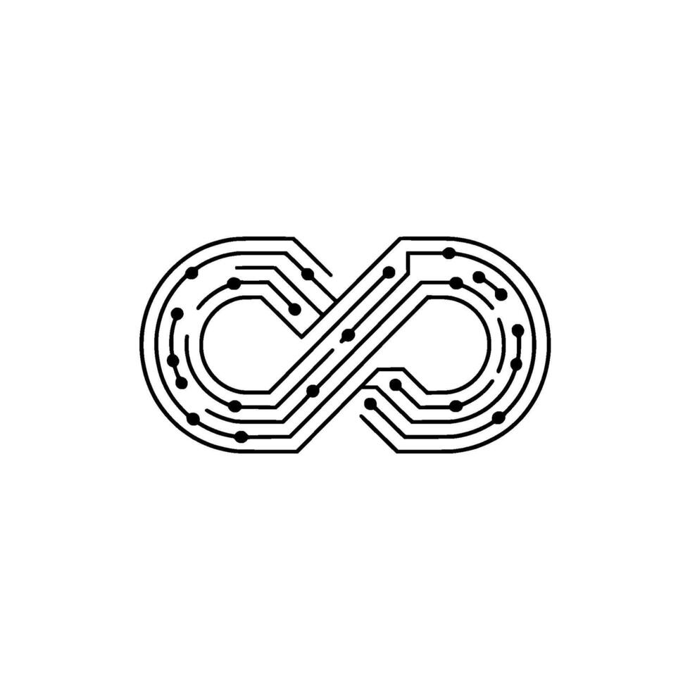 Circuit Board Infinity Loop, Modern Tech Symbol On White vector