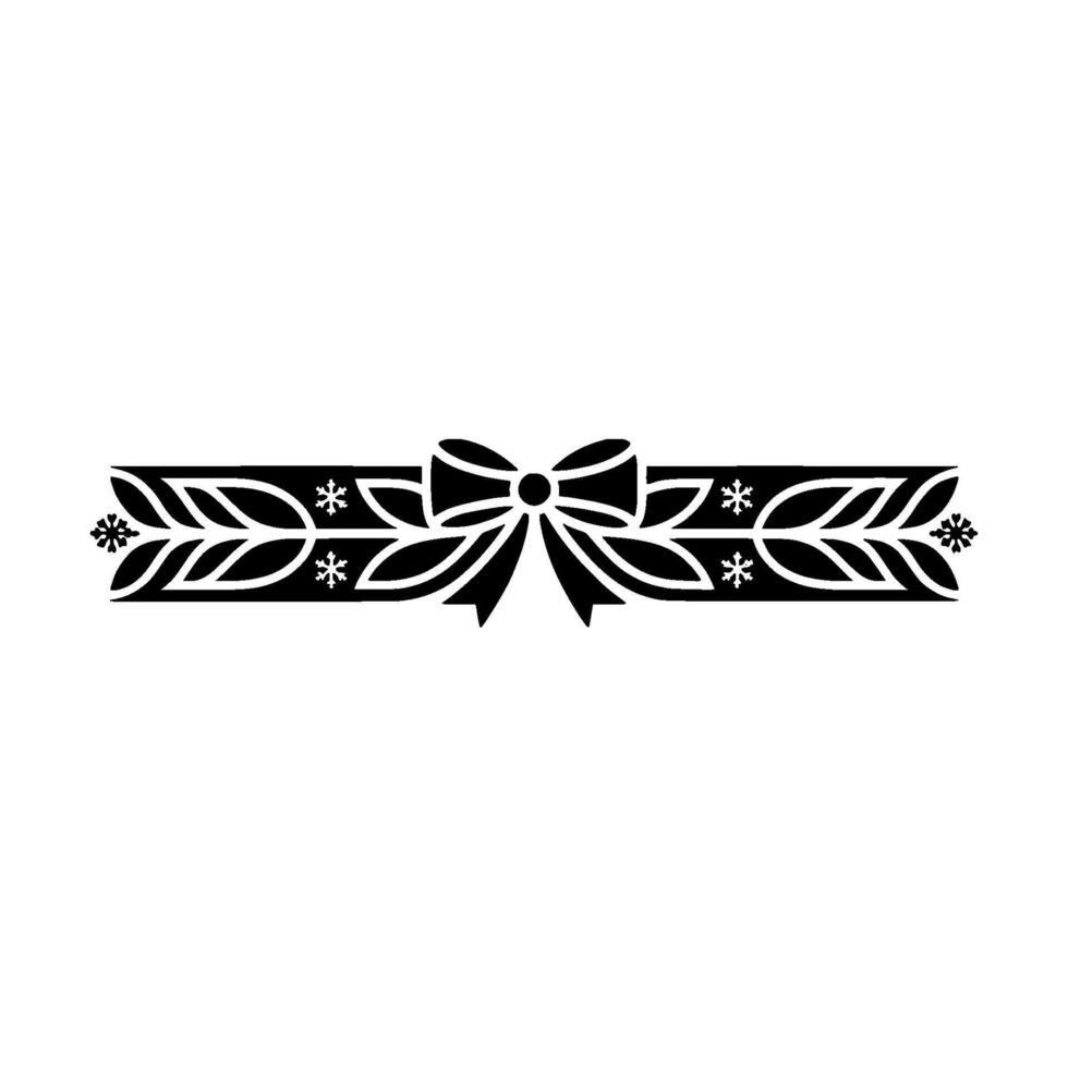 Elegant Black Christmas Bow And Leaf Border, Illustration vector