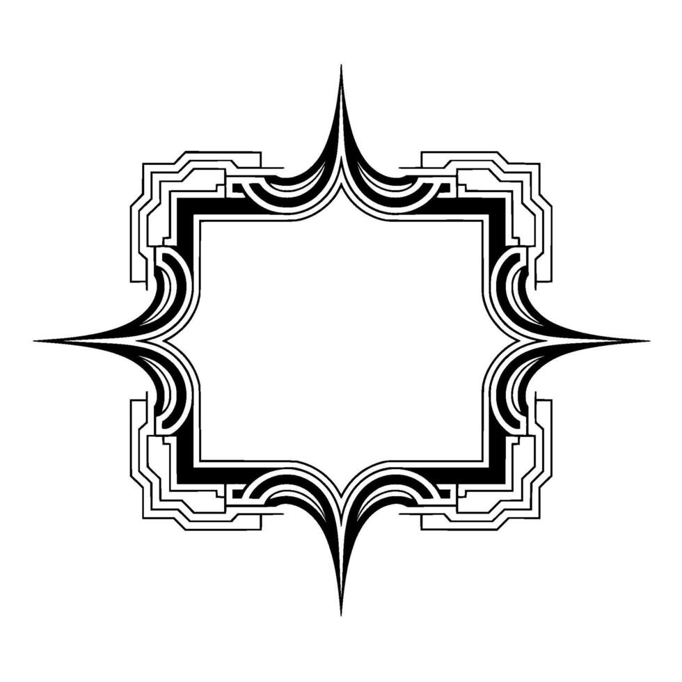 Art Deco Ornament Elegant Black And White Frame with Geometric vector
