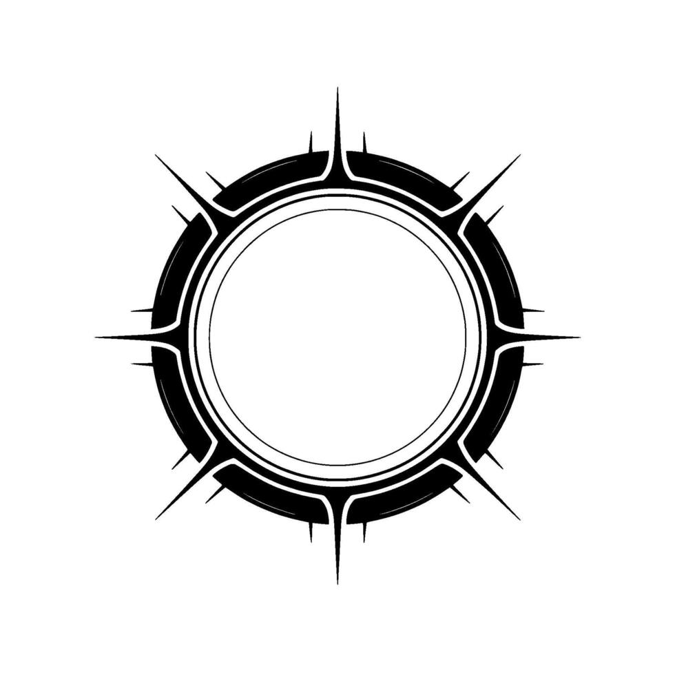 Spiky Black Circle Emblem on Gradient Background vector