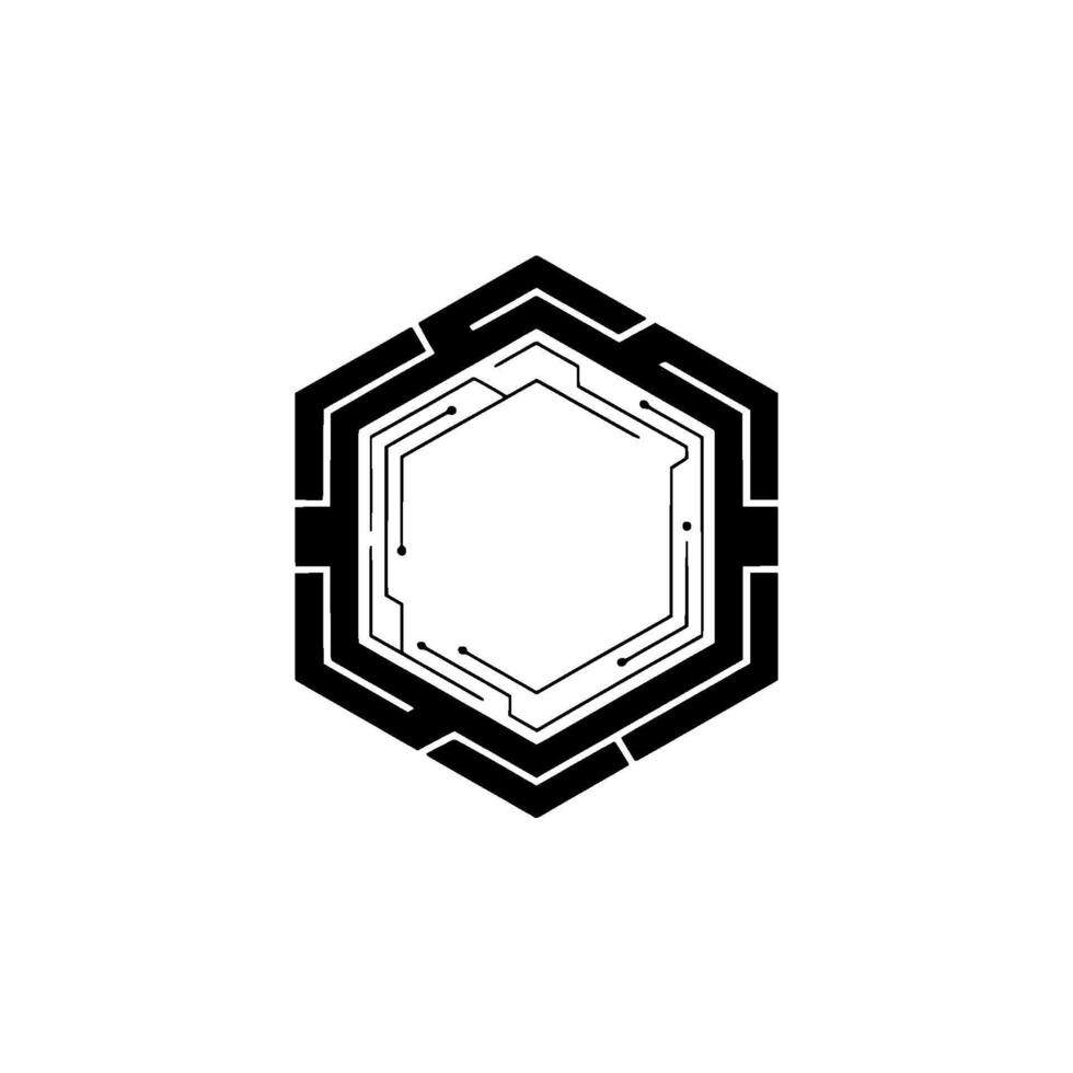 Futuristic Hexagon Circuit Board , Minimalist Tech vector