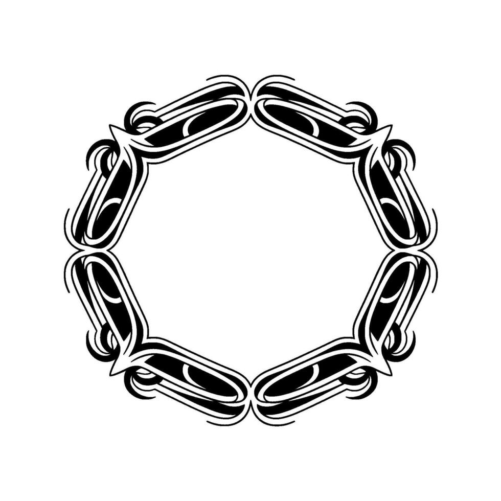 Black White Ornate Circle Element on White Background vector