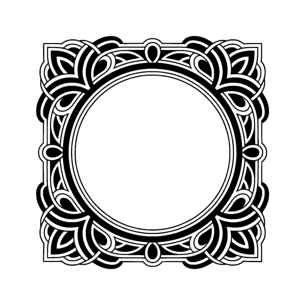 Ornate Black White Circle Frame Elegant Element vector