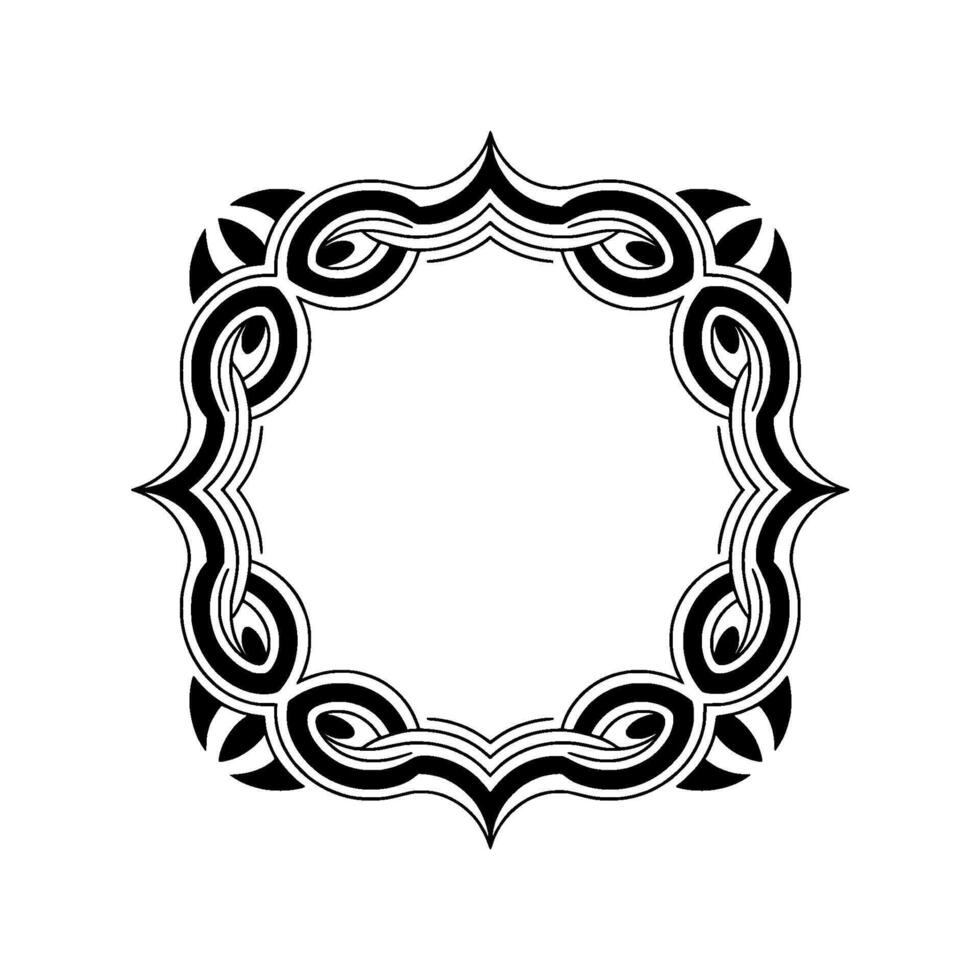 Ornate Black And White Circular Frame, Elegant vector