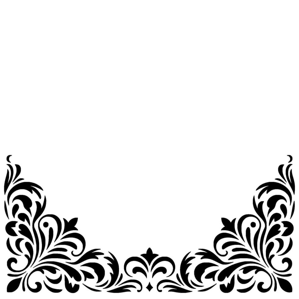 Elegant Floral Corner in Black And White Decorative Element vector