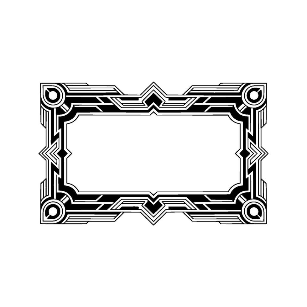 Art Deco Frame Geometric Border in Black on White Background vector