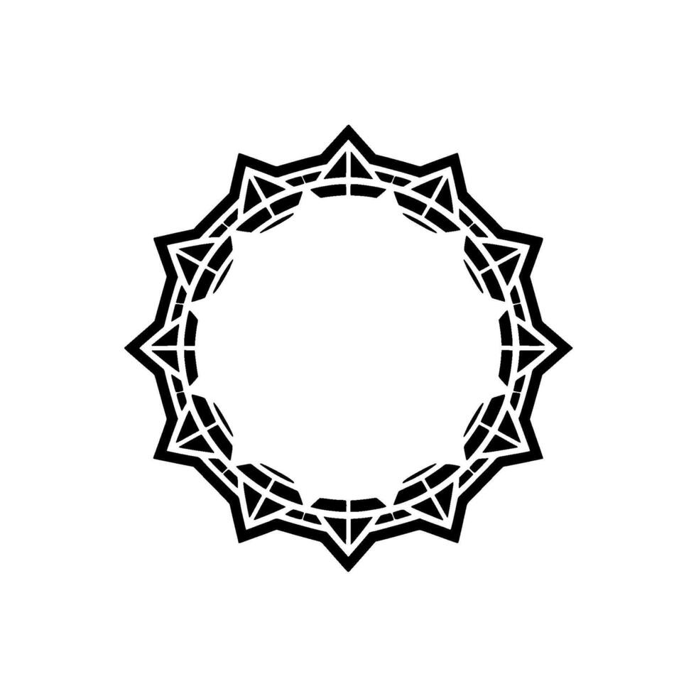 Geometric Black White Ornament , Circular Symmetry, Minimalist Decorative Element vector