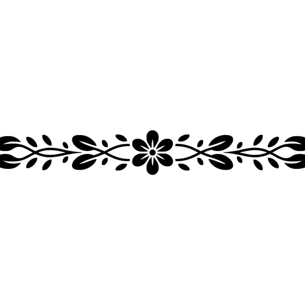Simple Floral Border Elegant Black And White Element vector
