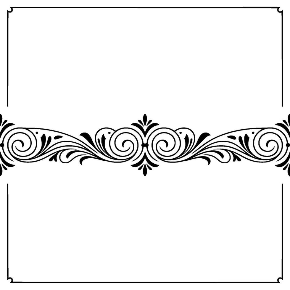 Elegant Black Floral Border with Frame, Invitation. vector