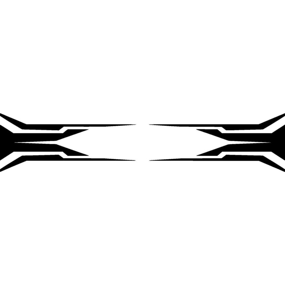 Minimalist Tech Element Symmetrical Black Shapes on White. vector