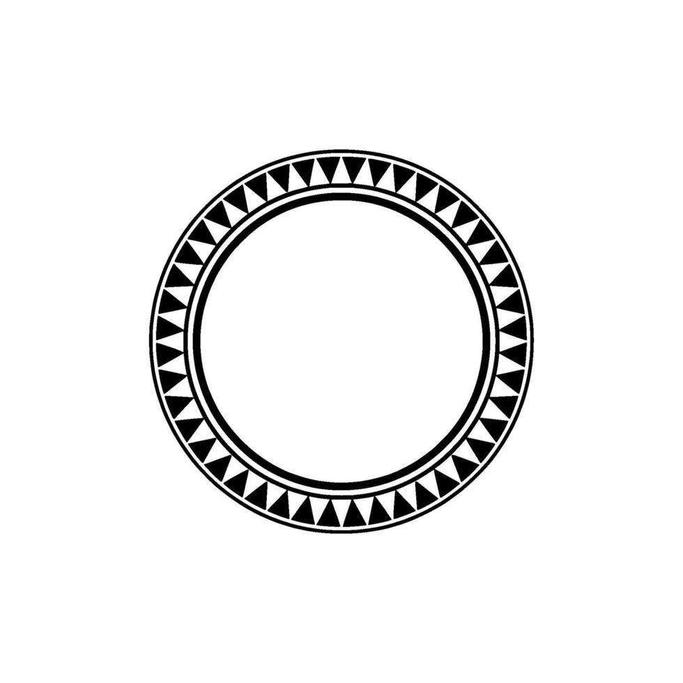 Minimalist Tribal Circle Frame on White Background. vector