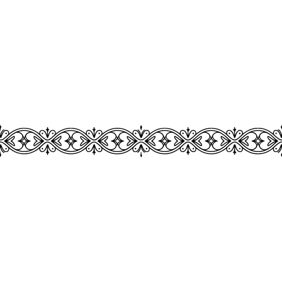 Elegant Black Scroll Border on White Decorative Element. vector