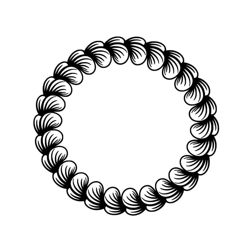 Abstract Black and White Floral Circle Frame. vector