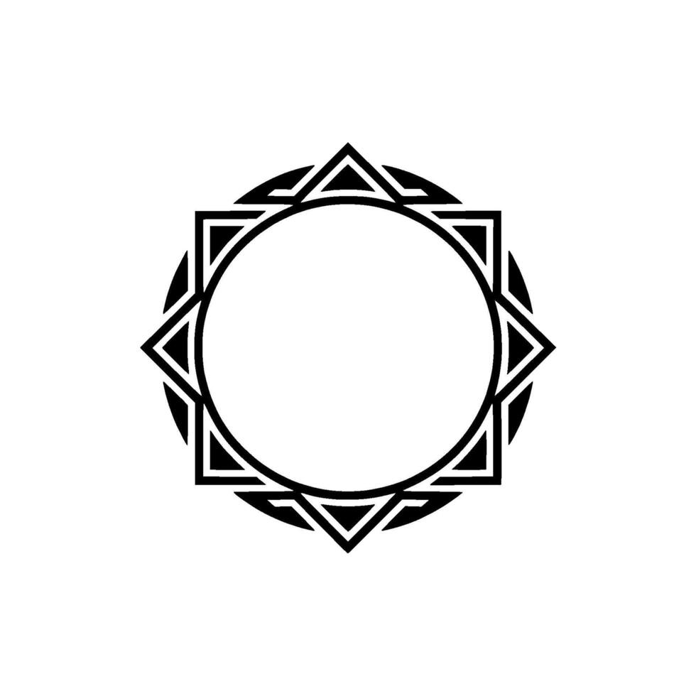 Geometric Black and White Starburst Frame For Elements. vector