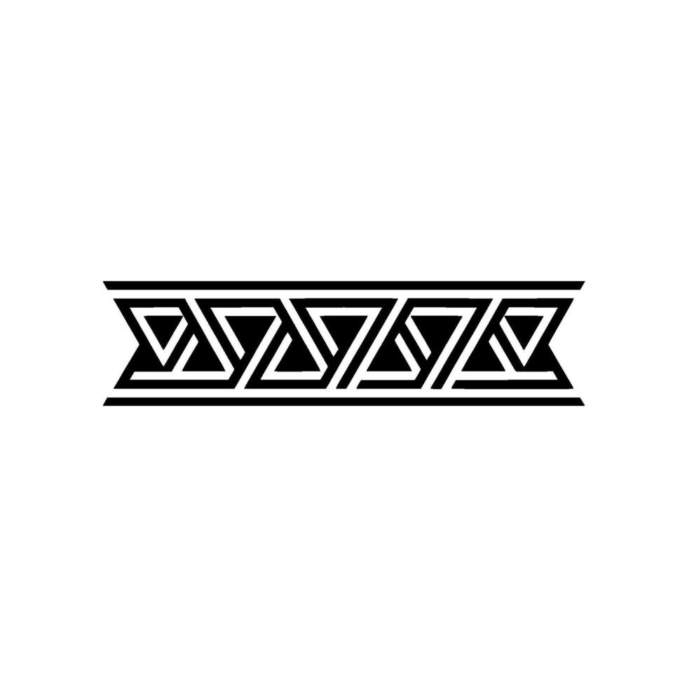Geometric Interwoven Triangle Pattern Border Element Monochrome. vector