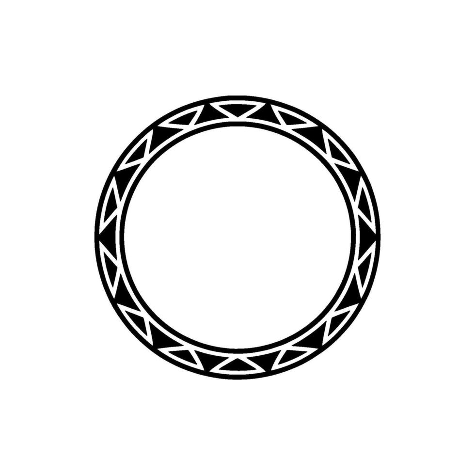 Geometric Circle , Black Triangle Frame on White, Minimalist Style. vector