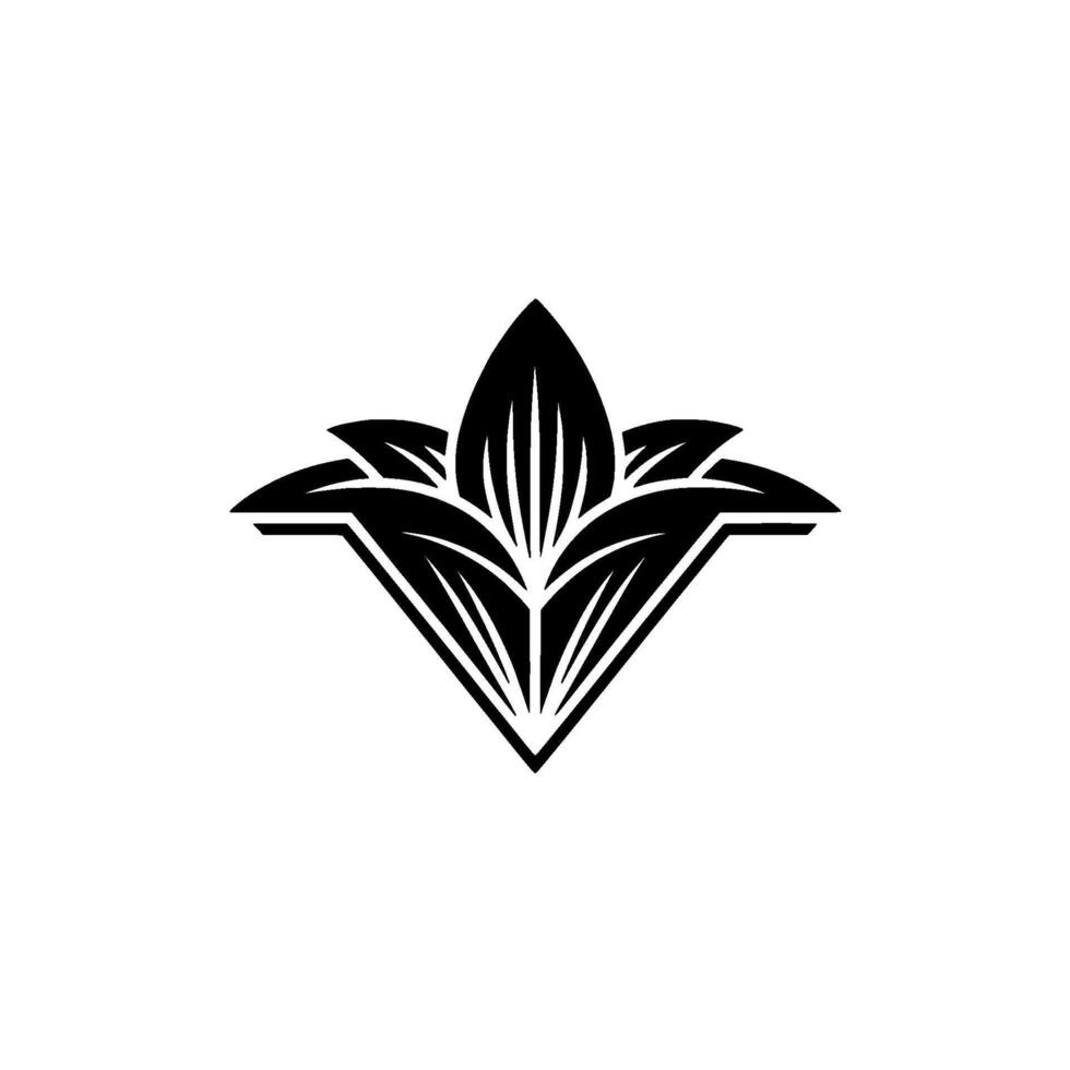 Minimalist Floral Black White Geometric Lotus. vector