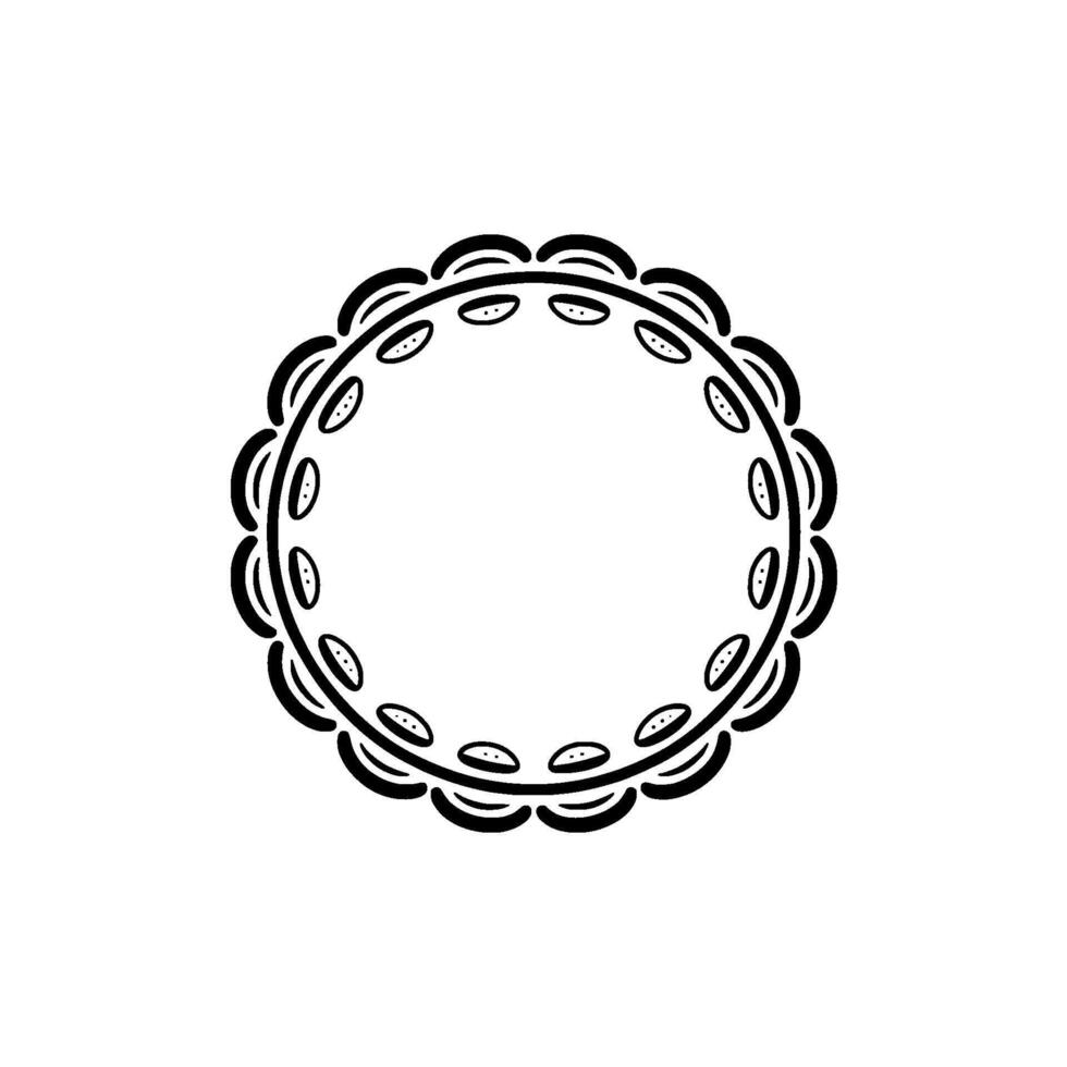 Minimalist Tambourine Illustration on White Background. vector