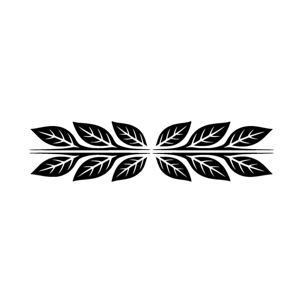 Elegant Black Leaf Border on White, Minimalist. vector