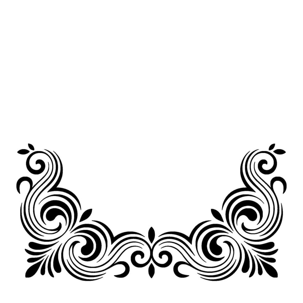 Elegant Black Flourish Corner on White Background. vector