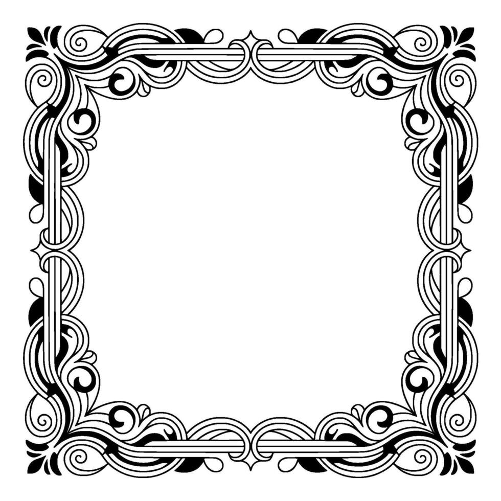 Elegant Ornate Black and White Frame , Invitation Template. vector
