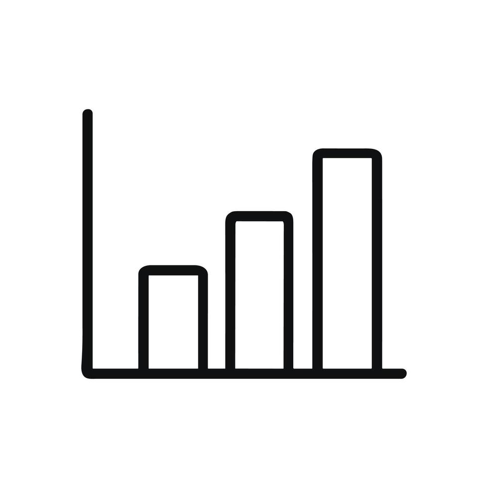 Ascending bar graph shows data trend. Icon symbol illustration vector