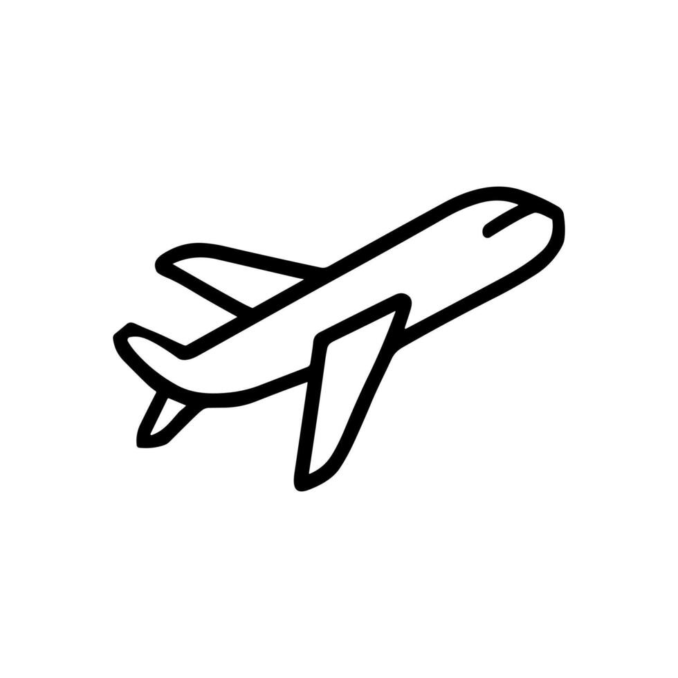 Ascending airplane outlined icon depiction. Icon symbol illustration vector