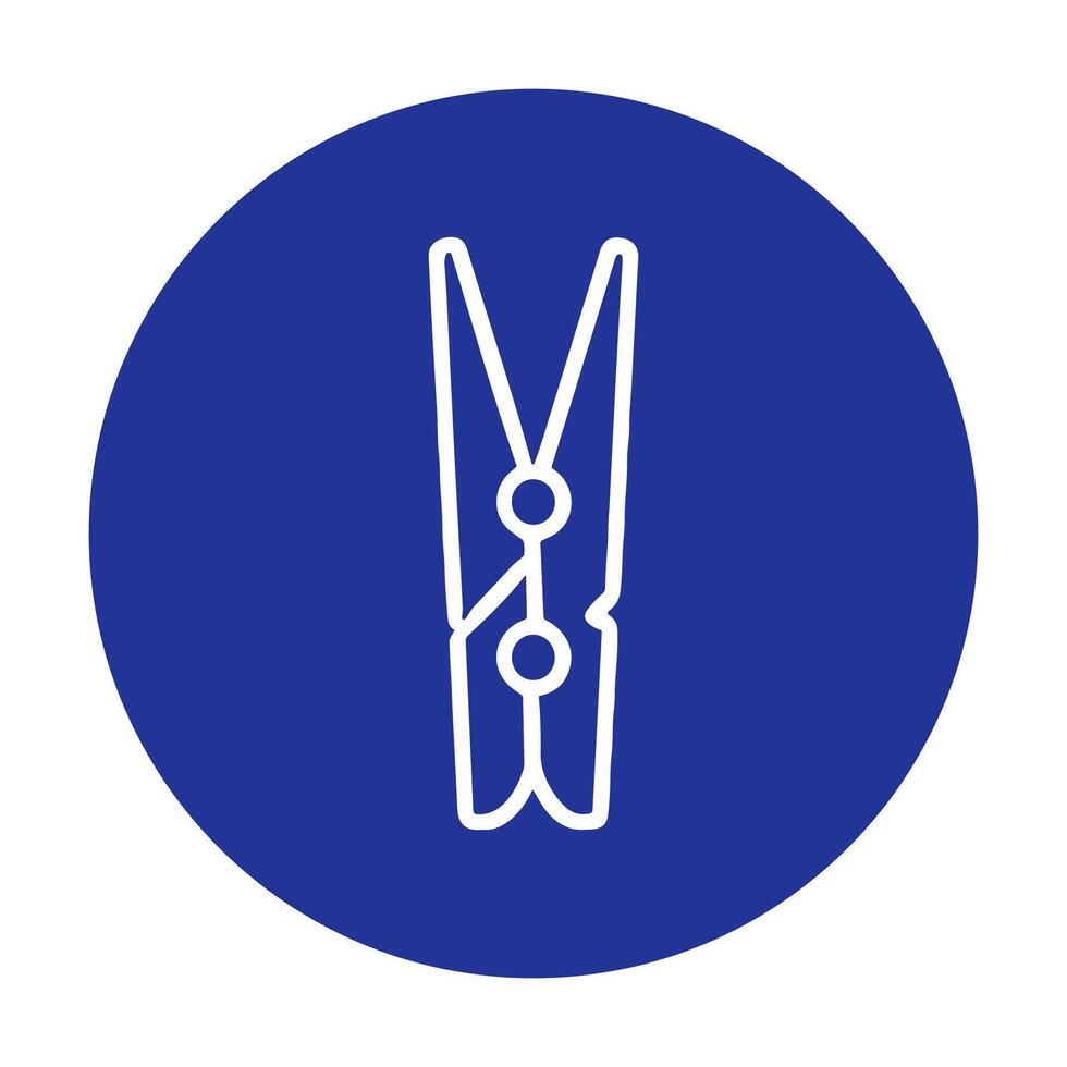 Clothes peg icon within blue circle. Icon symbol illustration vector