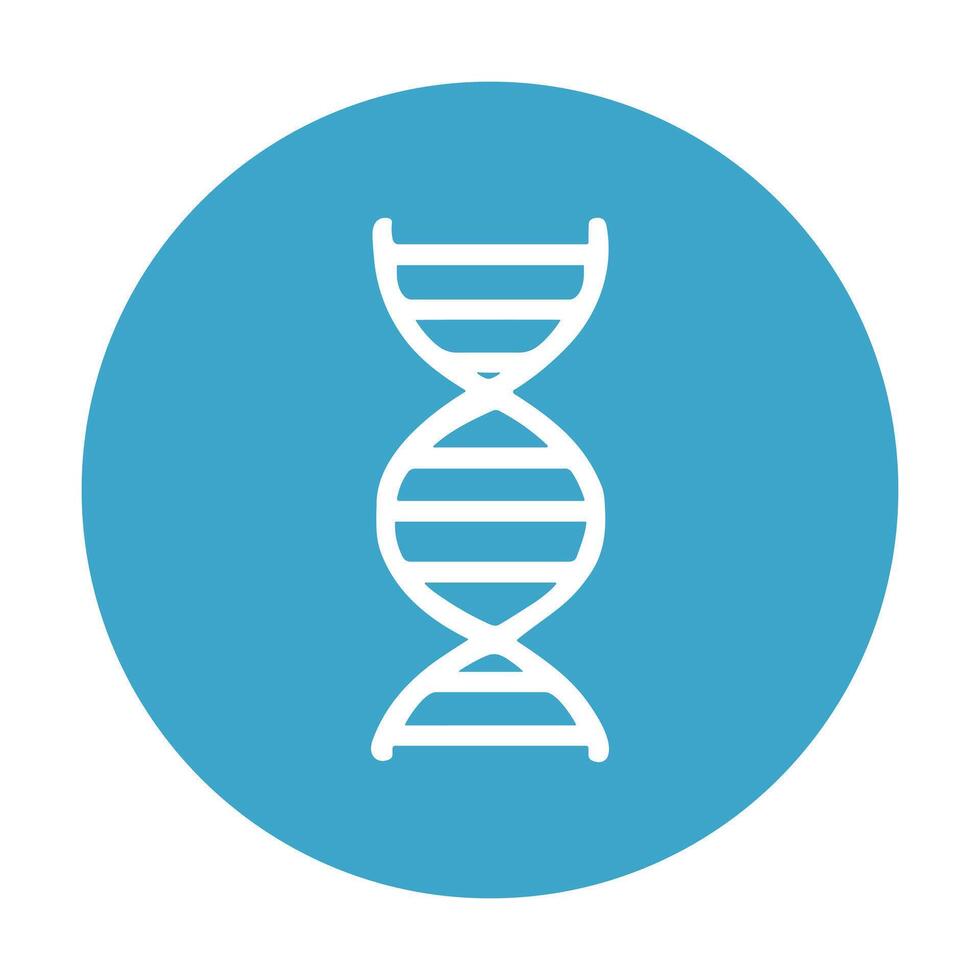 Genome structure within a blue circle. Icon symbol illustration vector
