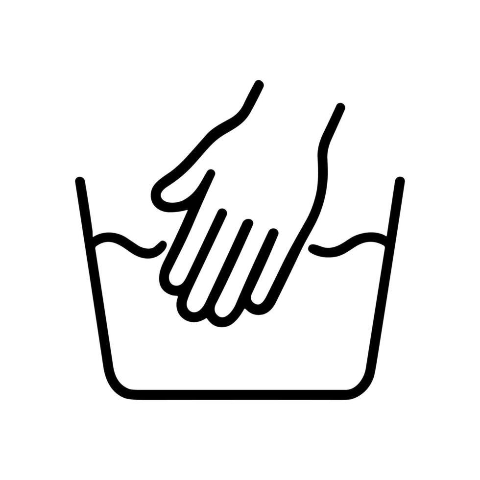 Hand immersed within liquid basin outline. Icon symbol illustration vector