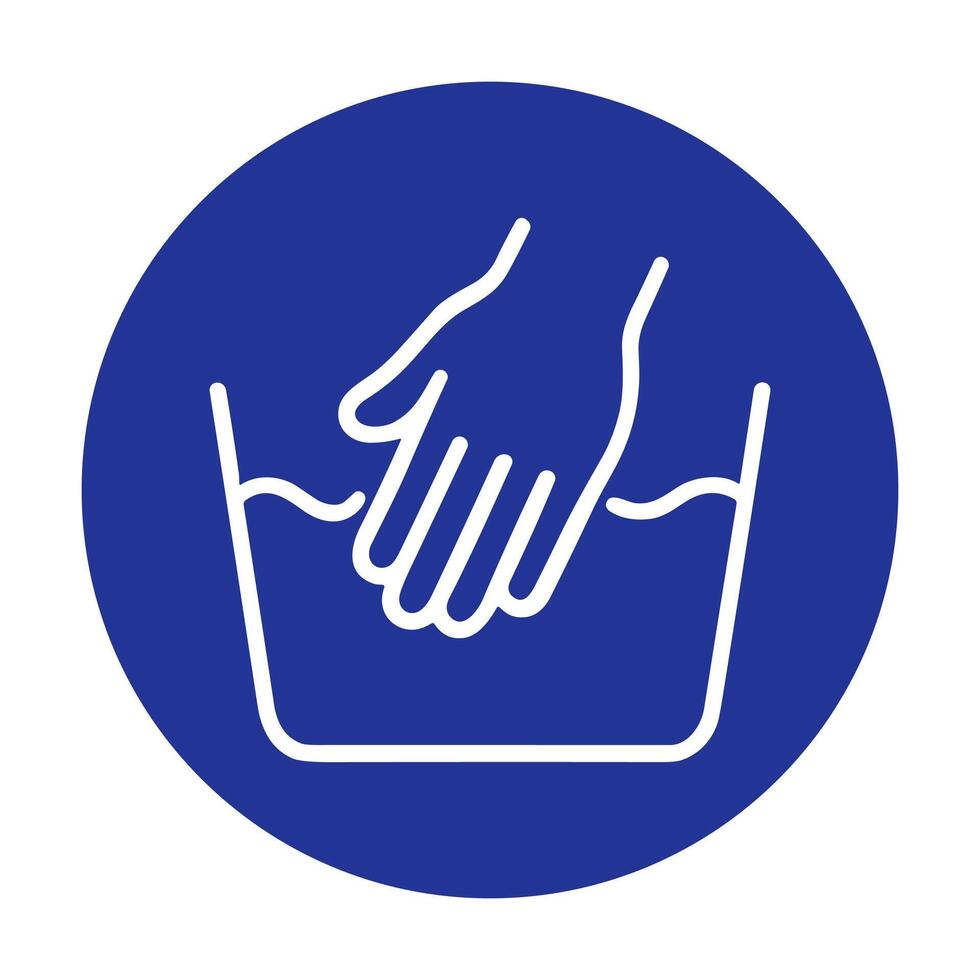 Hand submerging into liquid container. Icon symbol illustration vector