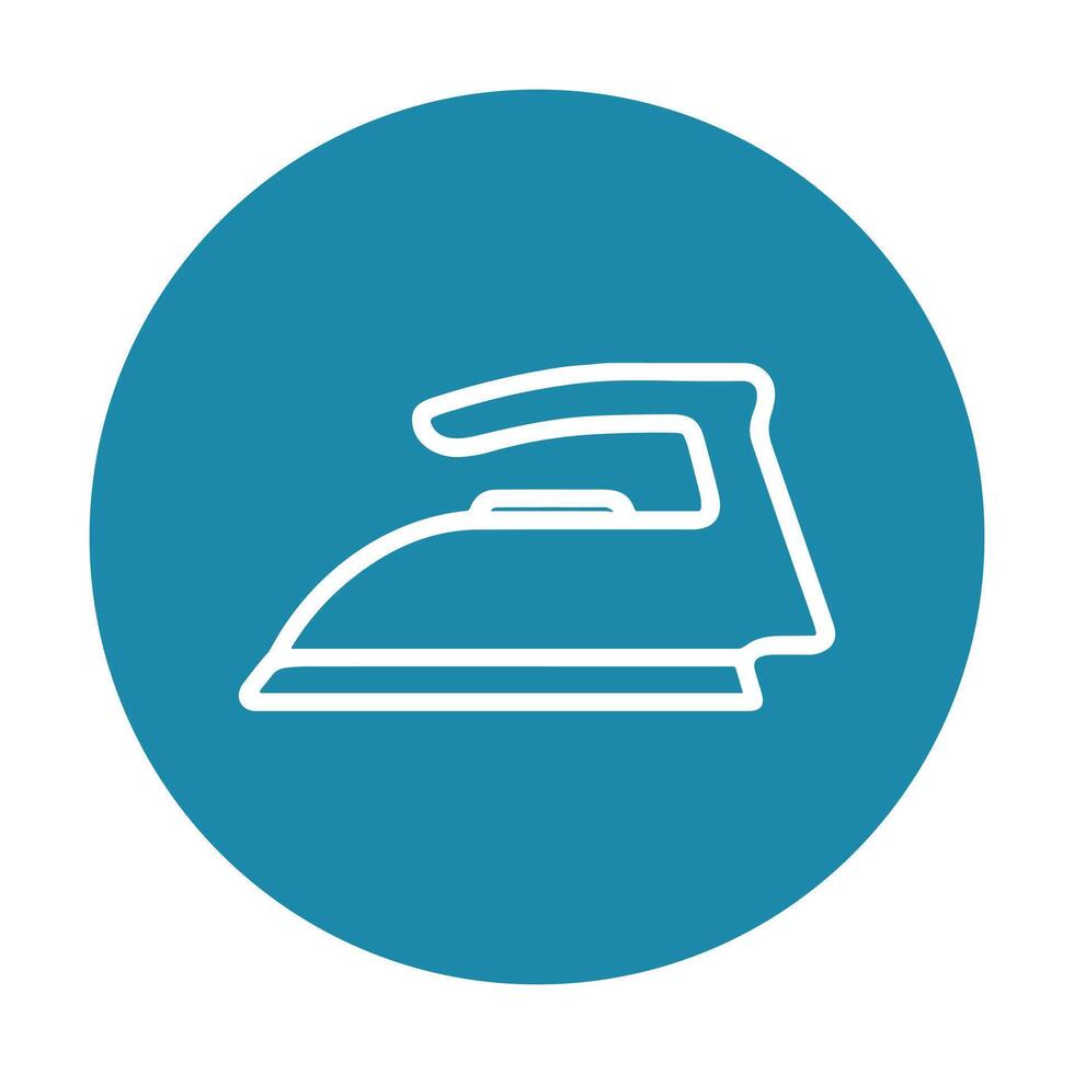 Ironing Icon Smooth Lines in Teal Circle. Icon symbol illustration vector