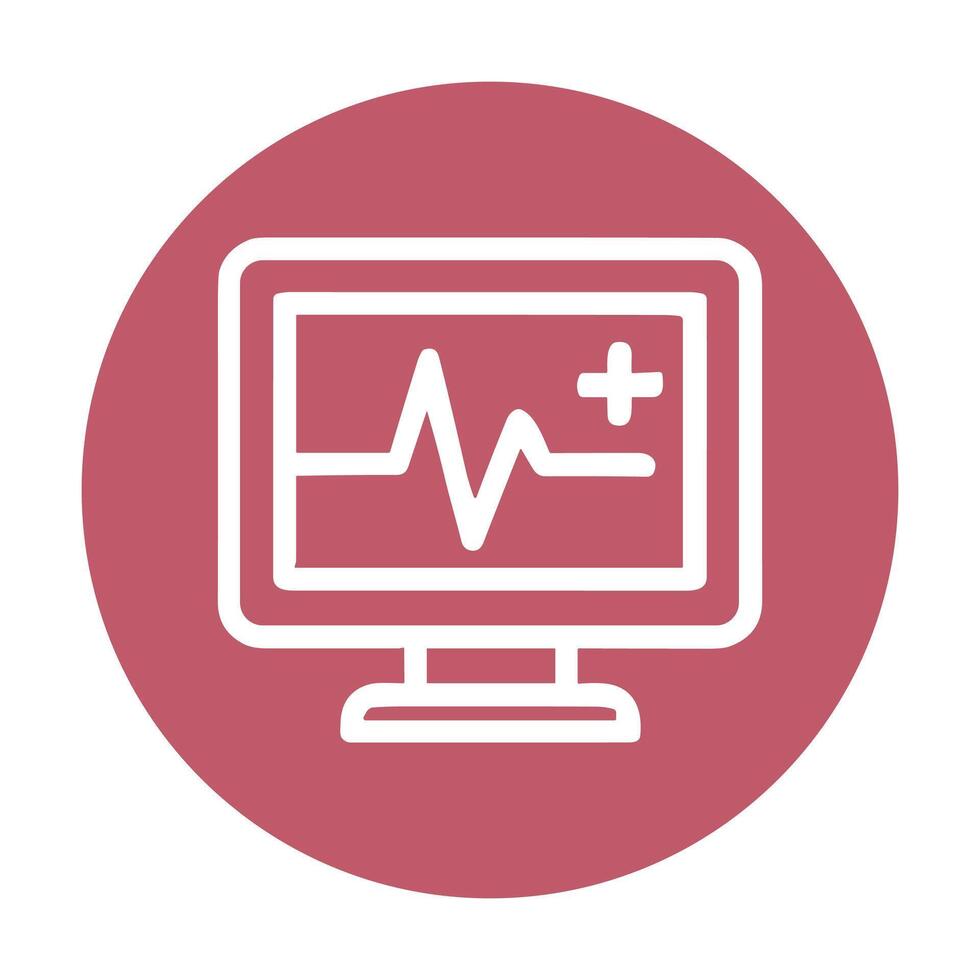 Medical monitor showing lifeline with cross. Icon symbol illustration vector
