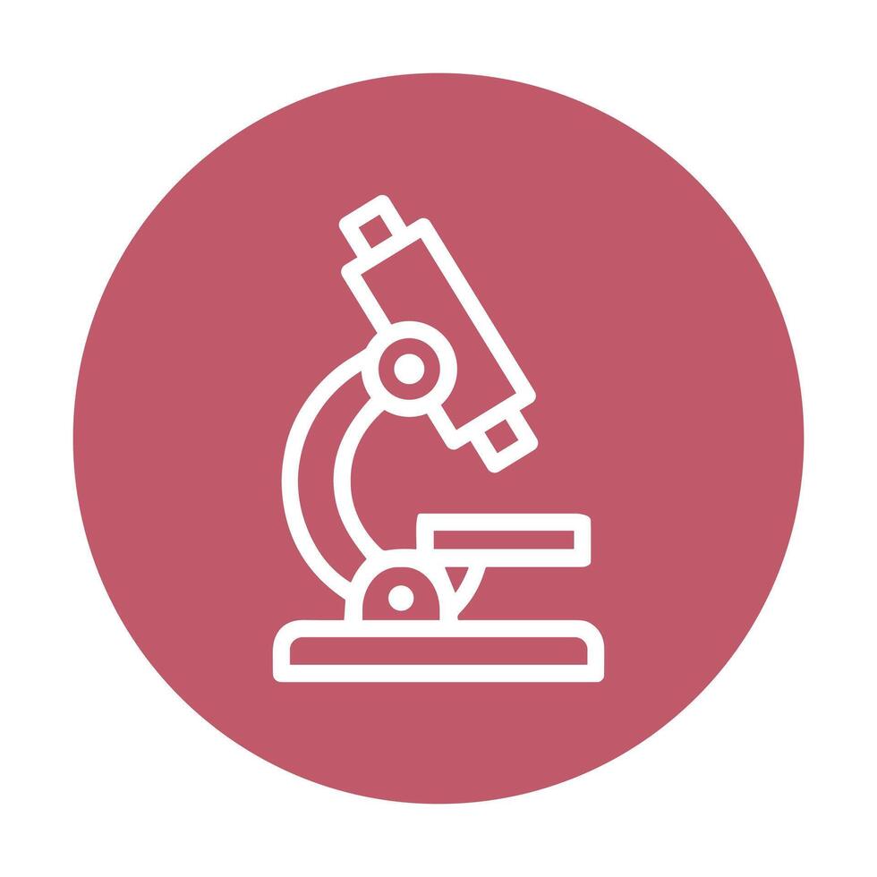 Microscope icon on crimson circle. Icon symbol illustration vector