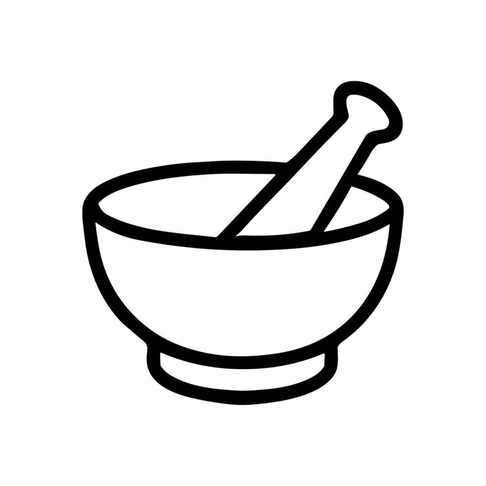 Mortar and pestle tool outline. Icon symbol illustration vector