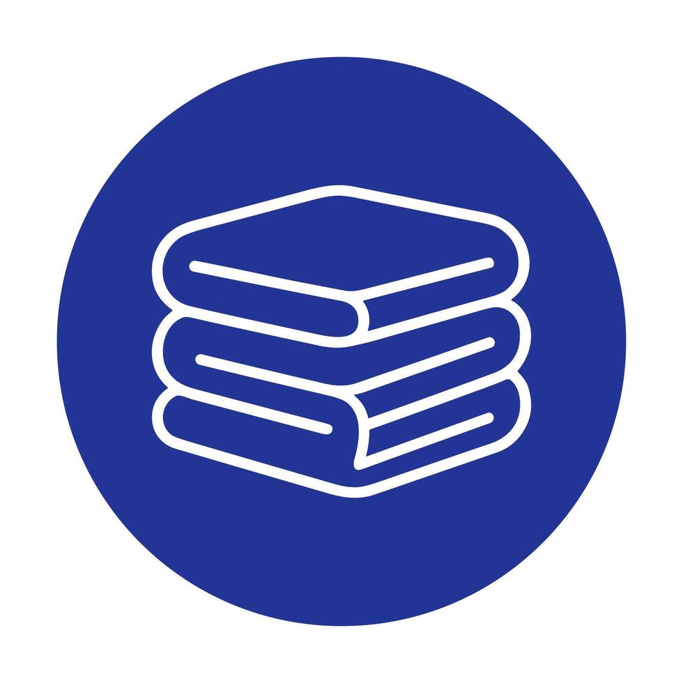 Neatly Stacked Linens Icon on Blue. Icon symbol illustration vector