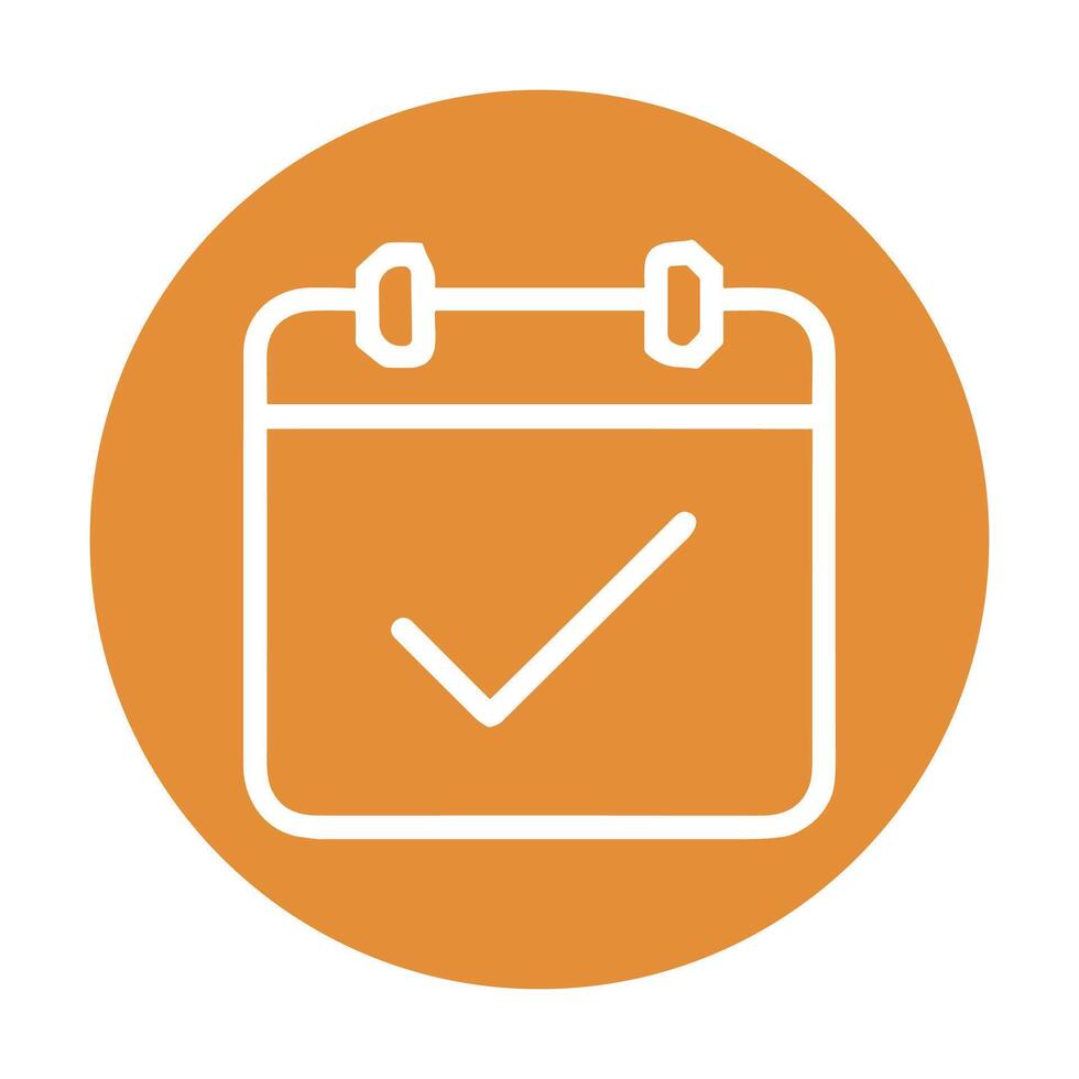 Orange circle with a finished appointment. Icon symbol illustration vector